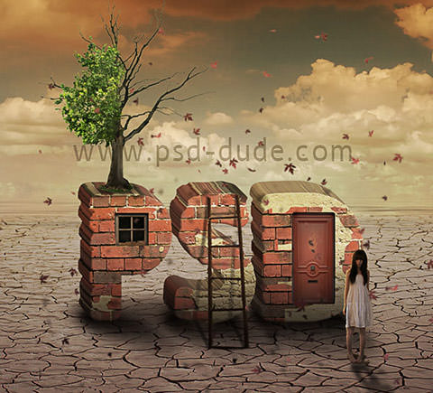 brick-text-surreal-photoshop