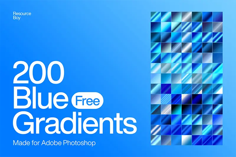 フォトショップの光沢感のある青色グラデーションスタイル２００種類を揃えたBlue Gold Photoshop Graidnets