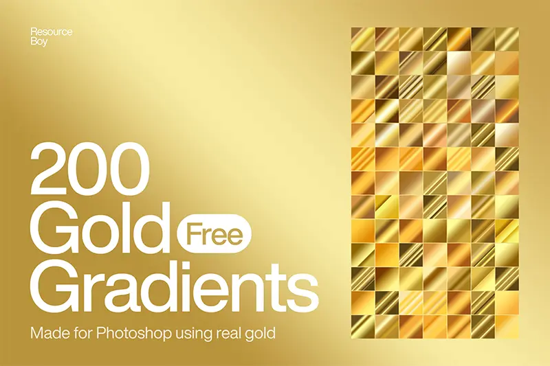 フォトショップの金色グラデーションスタイル２００種類を揃えたGold Photoshop Graidnets