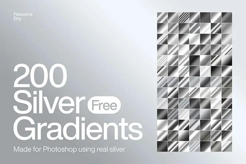 フォトショップの銀色グラデーションスタイル２００種類を揃えたSilver Photoshop Graidnets