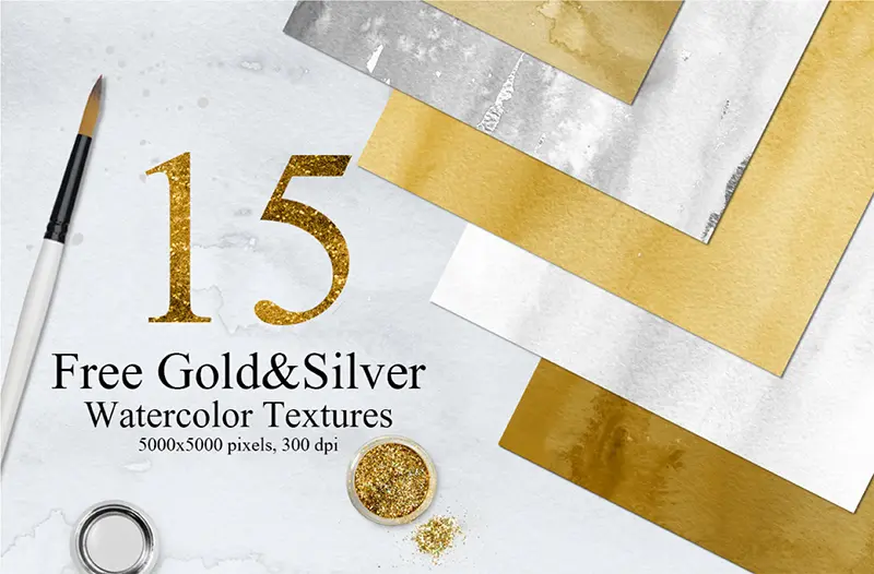 Free Gold&Silver Watercolor Textures