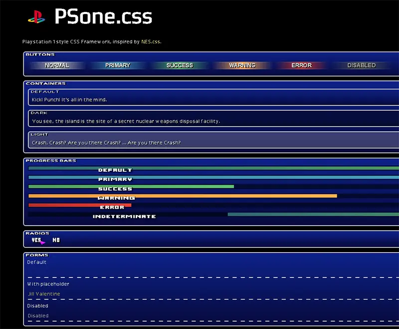PSOne CSS