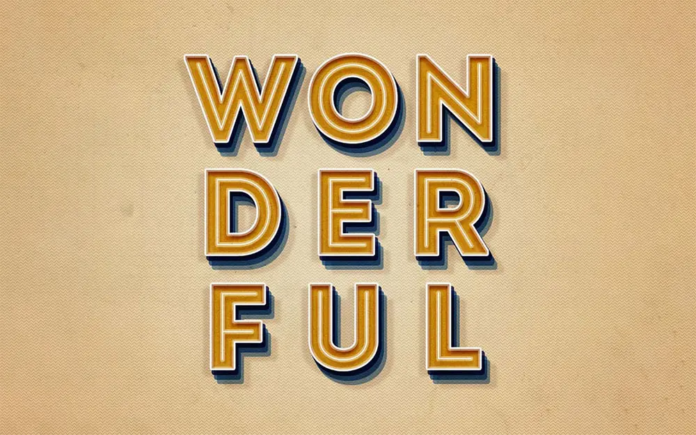 one-layer-retro-text-effect with photoshop