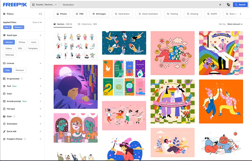 Freepikの無料イラストサンプル